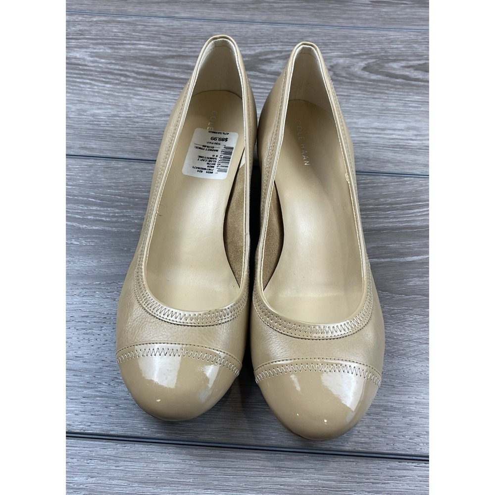 Cole Haan Women's Elsie Cap Toe Soft Leather Wedge Shoes Beige Size 9 B - Picture 2 of 8